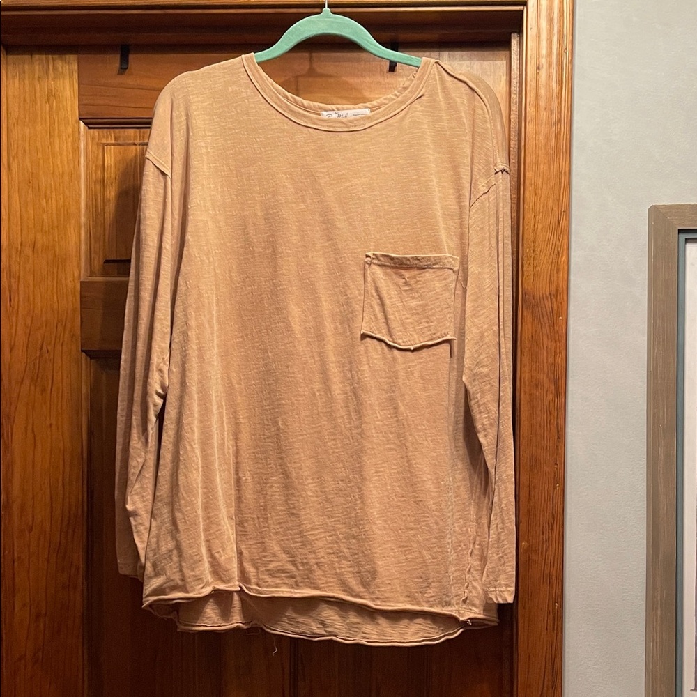 Casual Tan Long Sleeve Top
